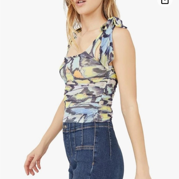 Free people Avenue tank mint combo colorful tie dye pattern tie sleeves mesh - Picture 2 of 8